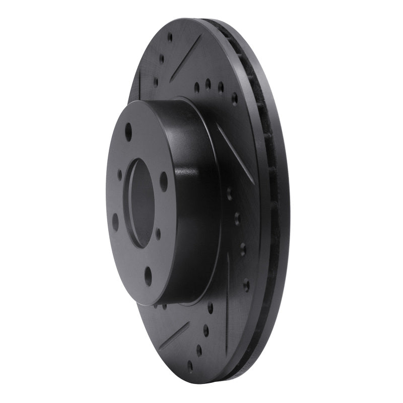 R1 99-07 Suzuki AERio Front Left Drilled & Slotted Black Brake Rotor