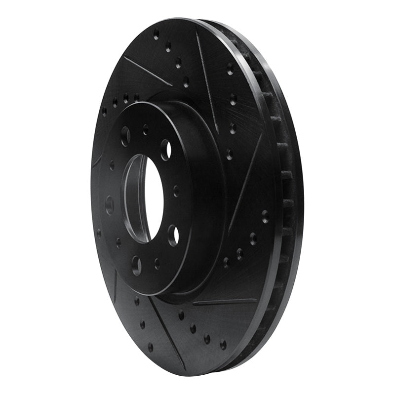 R1 95-04 Volvo S90 Front Right Drilled & Slotted Black Brake Rotor