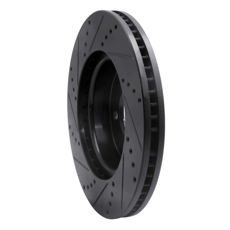 R1 05-07 Land Rover LR3 Front Right Drilled & Slotted Black Brake Rotor