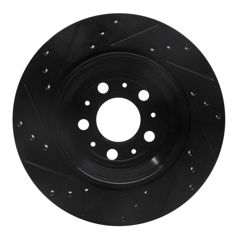 R1 03-14 Volvo XC90 Rear Right Drilled & Slotted Black Brake Rotor