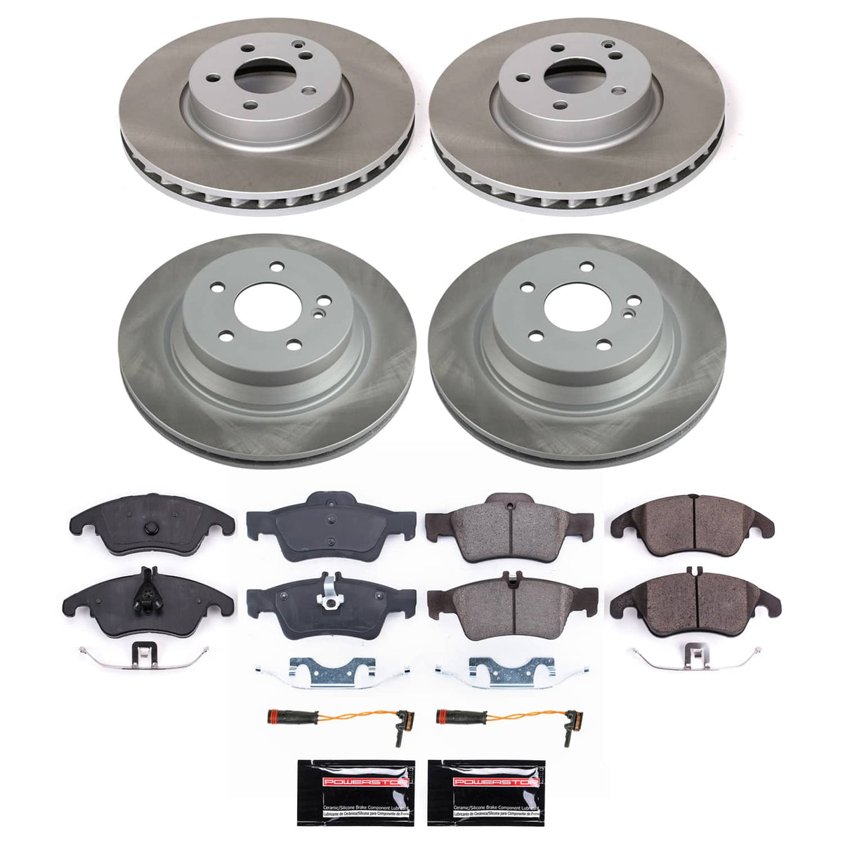 Power Stop 10-16 Mercedes-Benz E350 Front and Rear Semi-Coated Rotor Kit