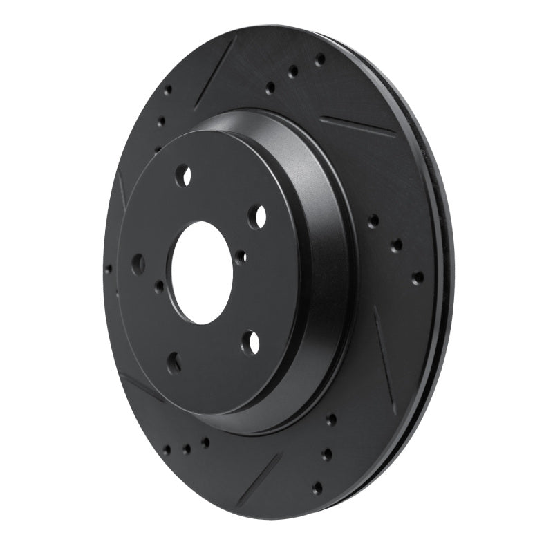 R1 -25 Subaru Crosstrek Rear Left Drilled & Slotted Black Brake Rotor