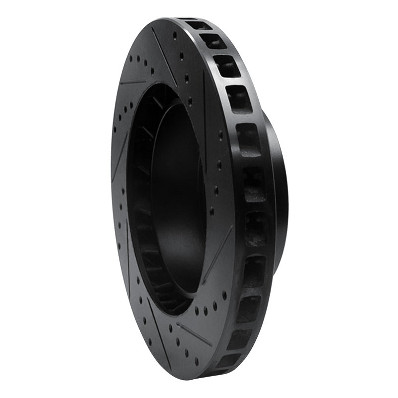 R1 86-91 Porsche 928 Right Front Drilled & Slotted Black Brake Rotor