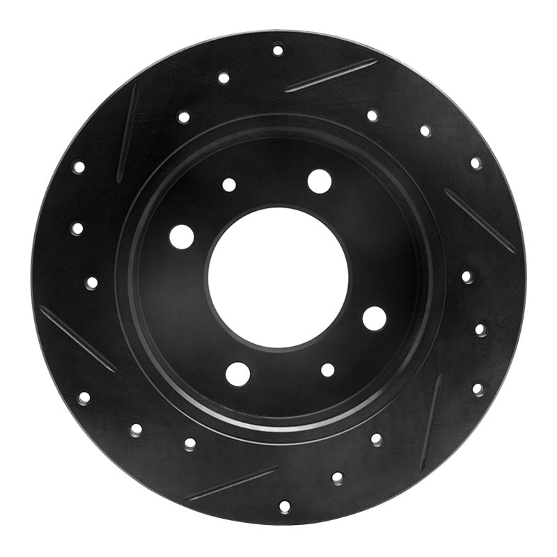 R1 97-06 Hyundai Tiburon Rear Right Drilled & Slotted Black Brake Rotor