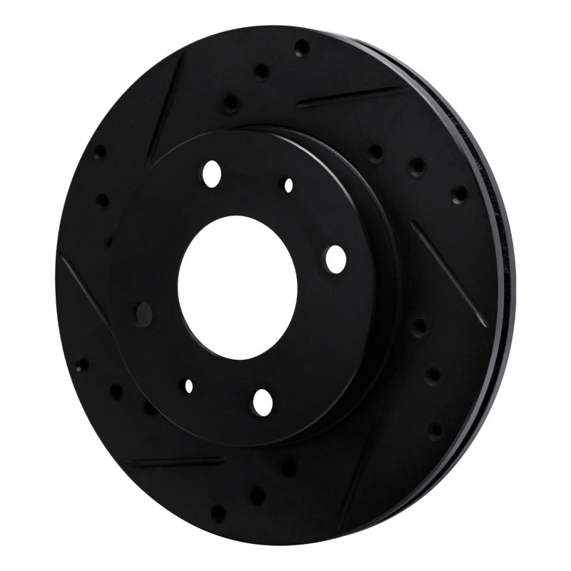R1 89-98 Hyundai Sonata Front Left Drilled & Slotted Black Brake Rotor