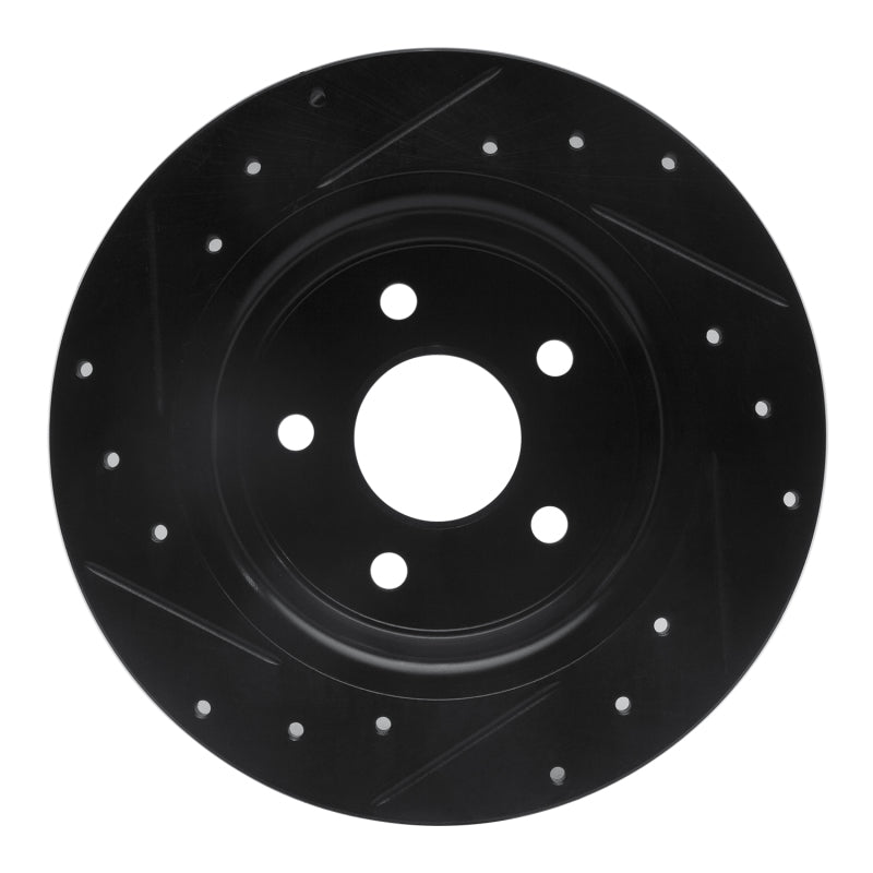 R1 07-14 Suzuki SX4 CrossOVER Rear Right Drilled & Slotted Black Brake Rotor