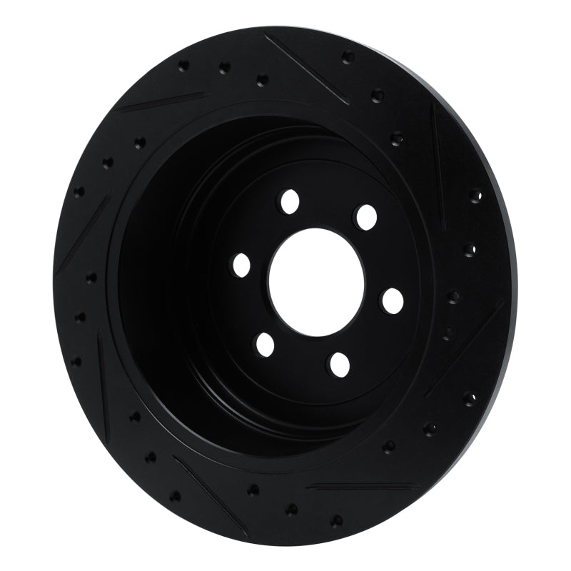 R1 03-04 Dodge Dakota 4WD Rear Left Drilled & Slotted Black Brake Rotor