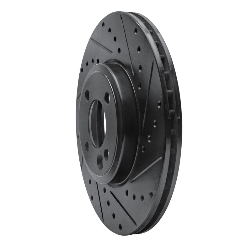 R1 02-06 Mini Cooper (Excl Clubman) Front Right Drilled & Slotted Black Brake Rotor