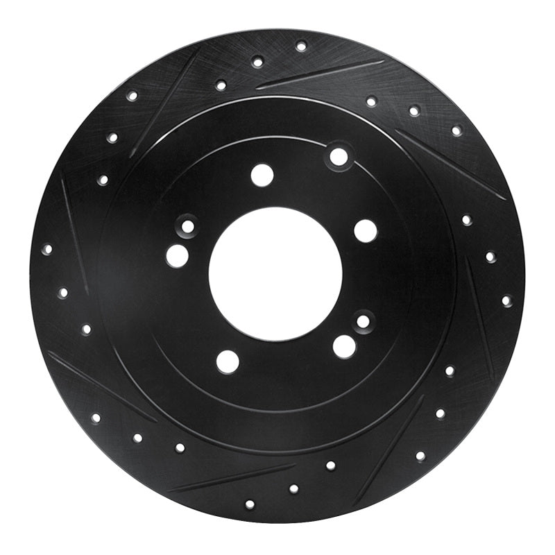 R1 16-22 Hyundai Tucson Rear Left Drilled & Slotted Black Brake Rotor