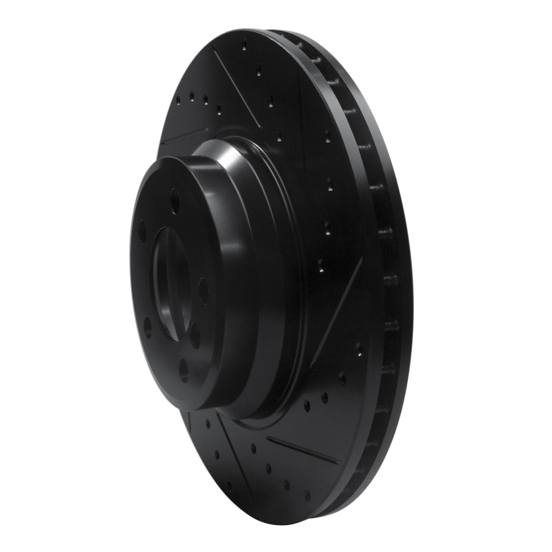 R1 02-08 BMW 760LI Front Right Drilled & Slotted Black Brake Rotor