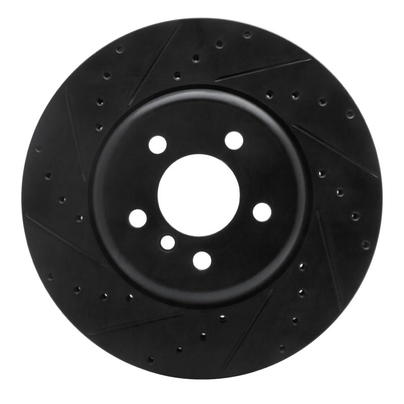 R1 11-19 BMW 640I Gran Coupe Front Left Drilled & Slotted Black Brake Rotor