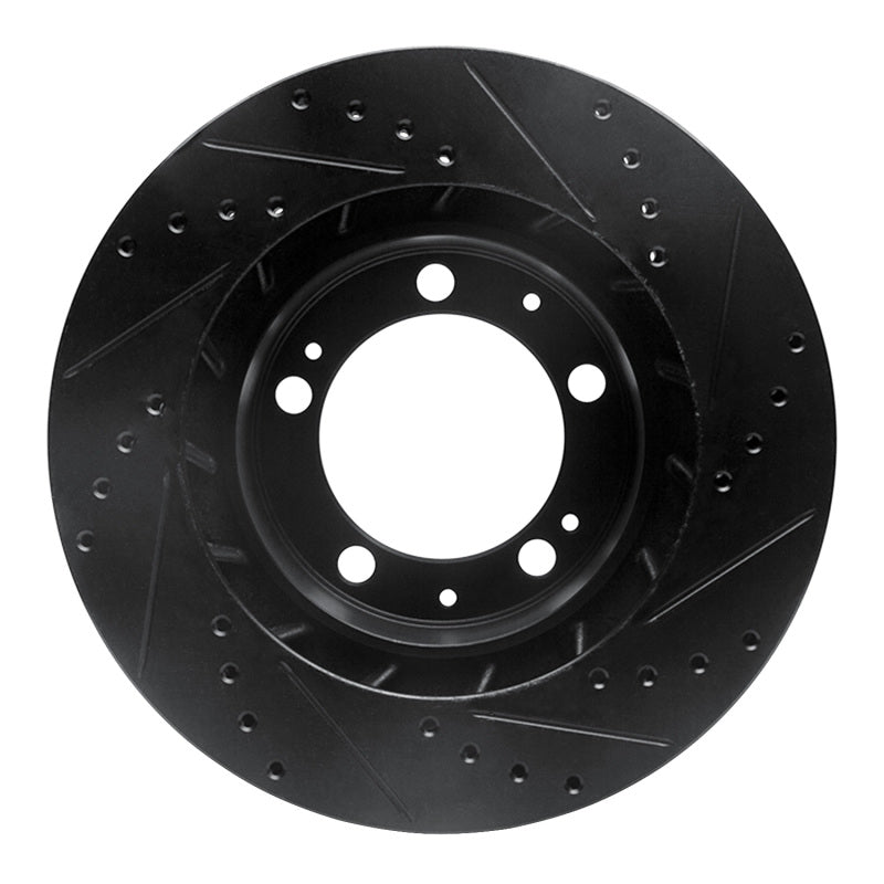 R1 86-91 Porsche 928 Right Front Drilled & Slotted Black Brake Rotor