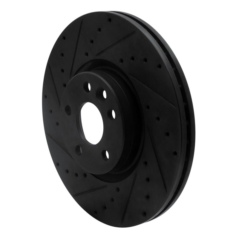 R1 16-17 Volvo XC60 Front Left Drilled & Slotted Black Brake Rotor