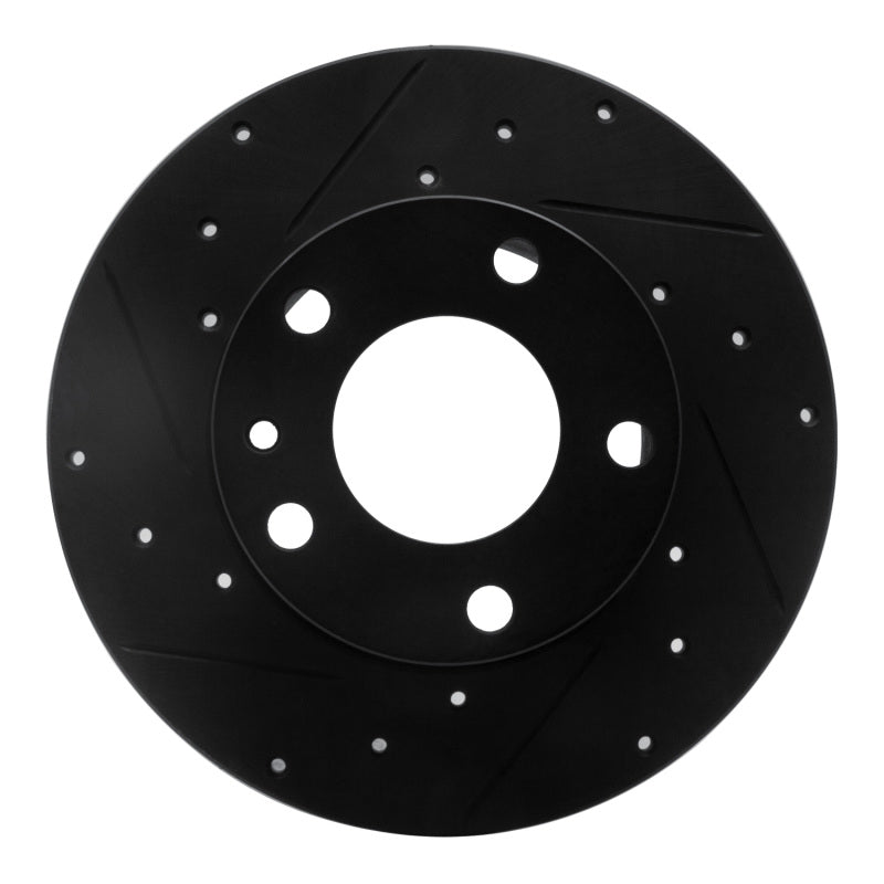R1 76-76 BMW 530I Front Left Drilled & Slotted Black Brake Rotor