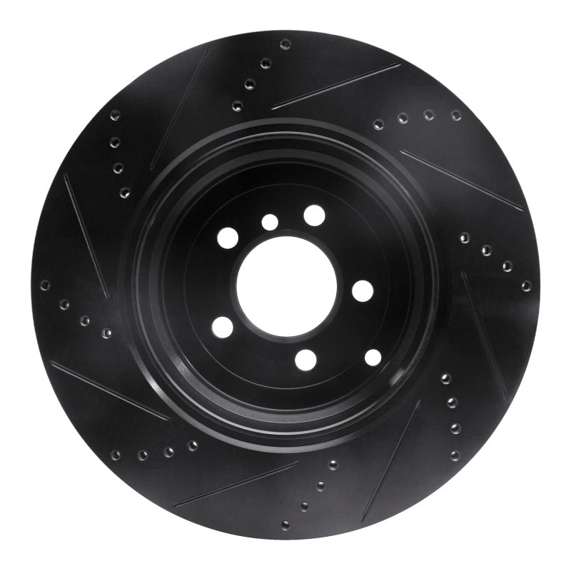 R1 10-12 Land Rover Range Rover Rear Right Drilled & Slotted Black Brake Rotor