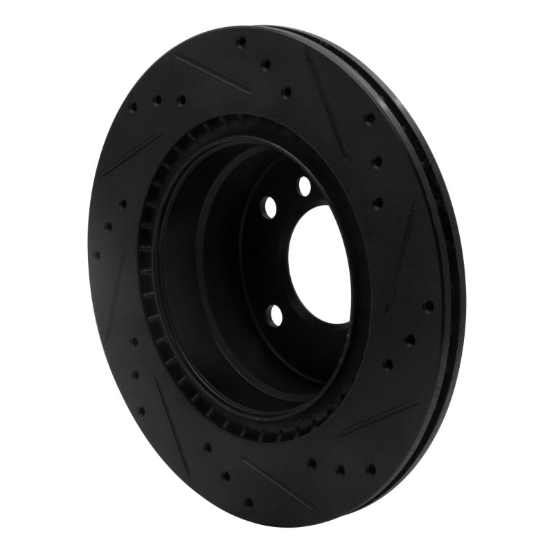 R1 08-13 BMW 128I Rear Left Drilled & Slotted Black Brake Rotor