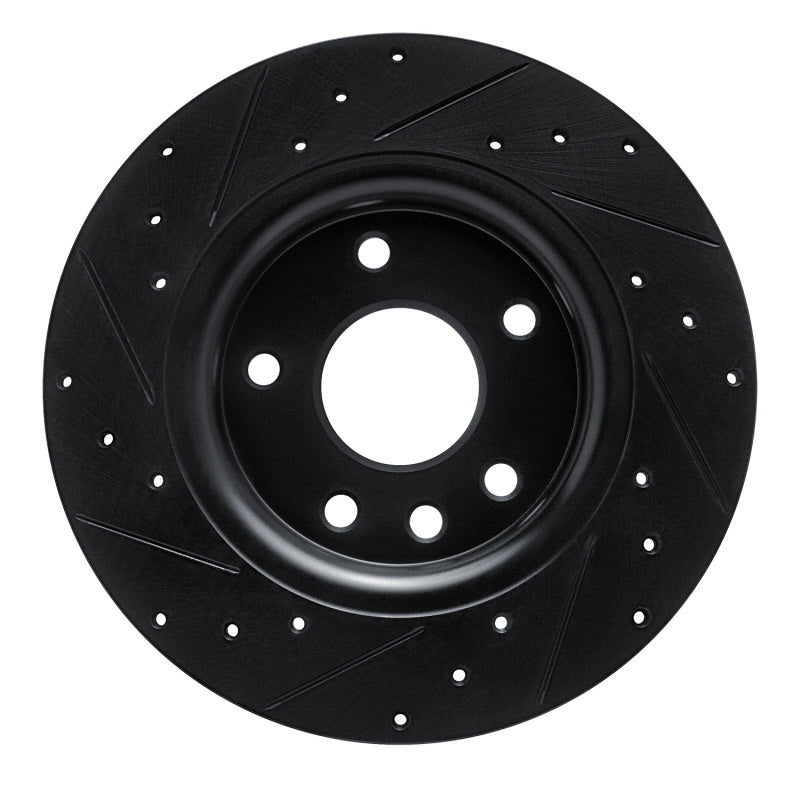 R1 17-25 Chrysler Voyager Rear Right Drilled & Slotted Black Brake Rotor