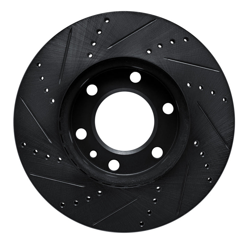 R1 06-25 American Coach PatRiot Front Right Drilled & Slotted Black Brake Rotor