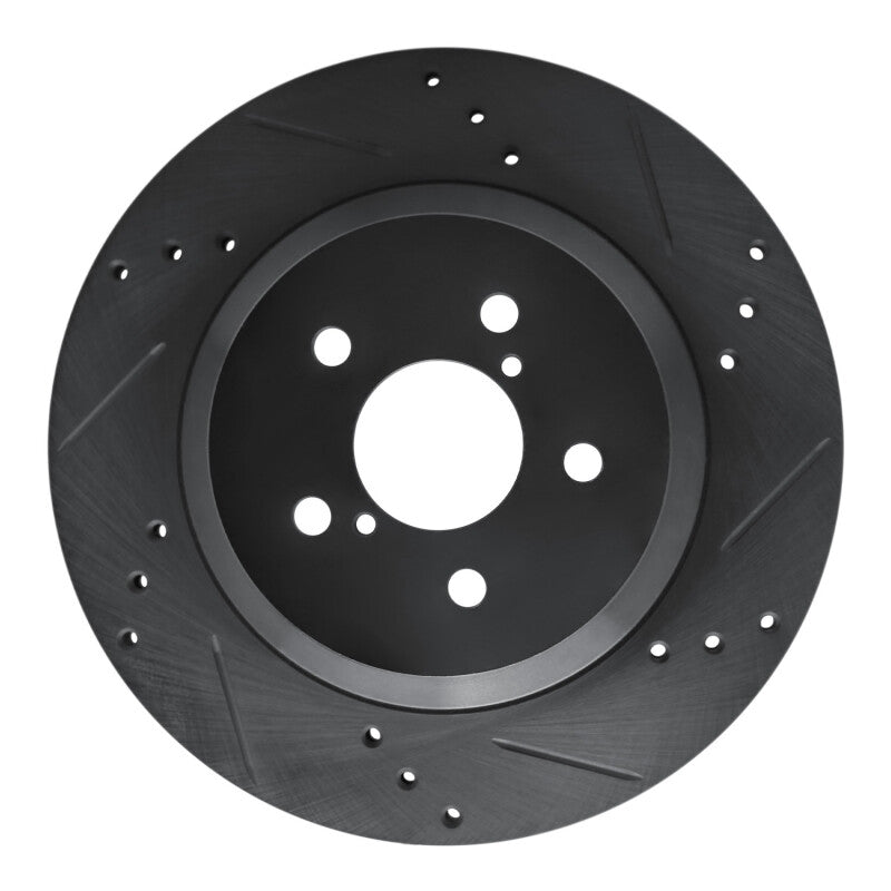 R1 -23 Subaru Crosstrek Rear Right Drilled & Slotted Black Brake Rotor