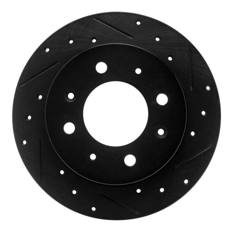 R1 04-09 Kia Spectra Rear Right Drilled & Slotted Black Brake Rotor