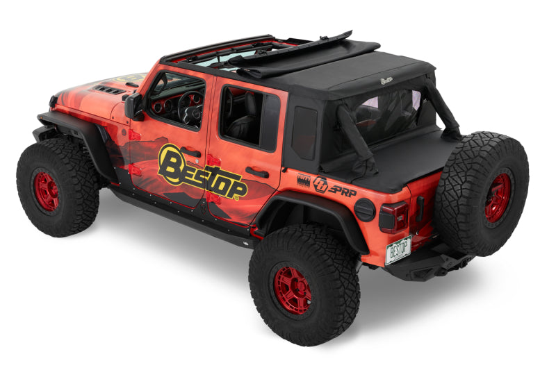Bestop 18-23 Jeep Wrangler JL 4-Door Halftop Soft Top (Premium Black Twill)