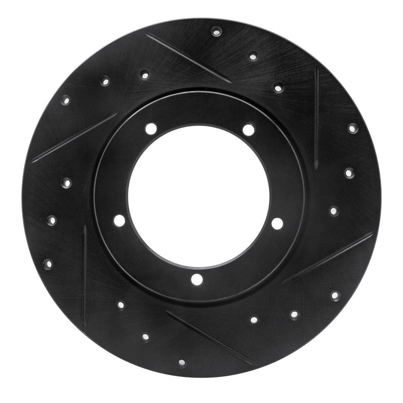 R1 65-76 Porsche 911 Front Right Drilled & Slotted Black Brake Rotor