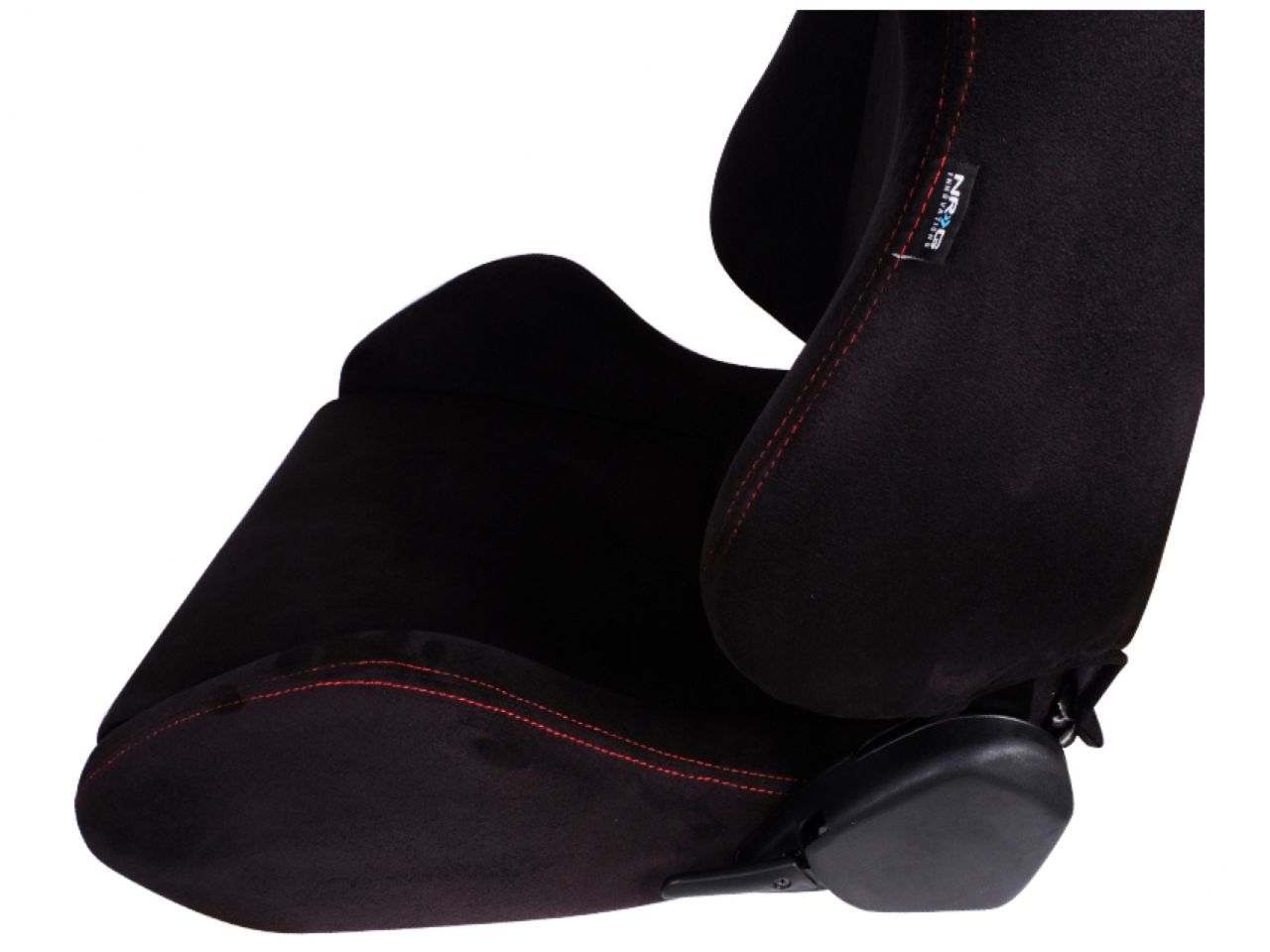 NRG Sport Seats (Pair) Type-R Suede w/NRG Logo - Black w/Red Stitching