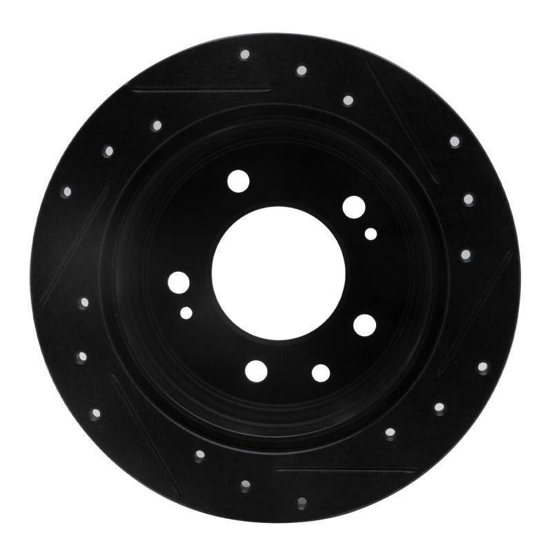 R1 09-16 Hyundai Tucson Rear Left Drilled & Slotted Black Brake Rotor