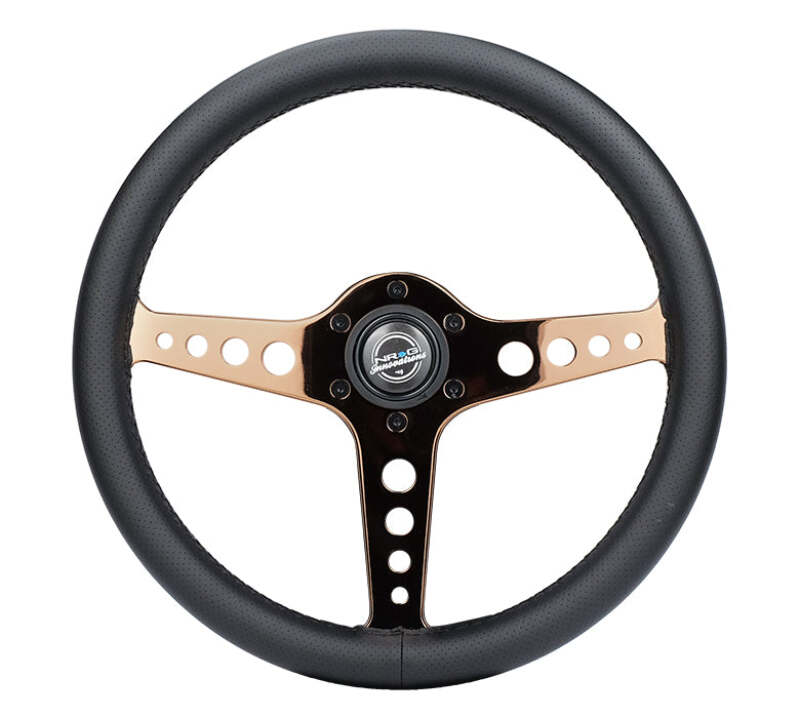 NRG Light Weight Gaming Steering Wheel - Driftz 350mm 3 Rose Gold Spokes Perforated Leather