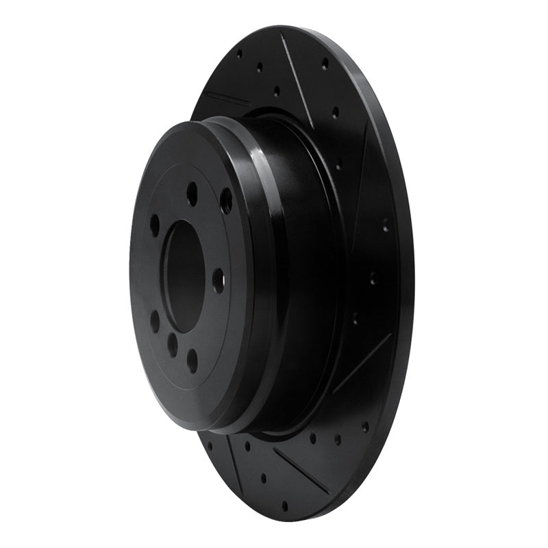 R1 03-05 Land Rover Range Rover Rear Right Drilled & Slotted Black Brake Rotor