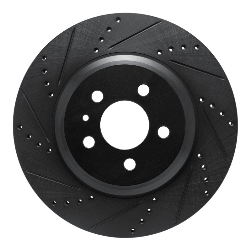 R1 17-25 Tesla Model 3 Rear Left Drilled & Slotted Black Brake Rotor