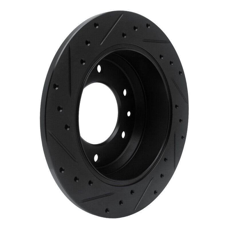 R1 06-14 Hyundai Entourage Rear Right Drilled & Slotted Black Brake Rotor