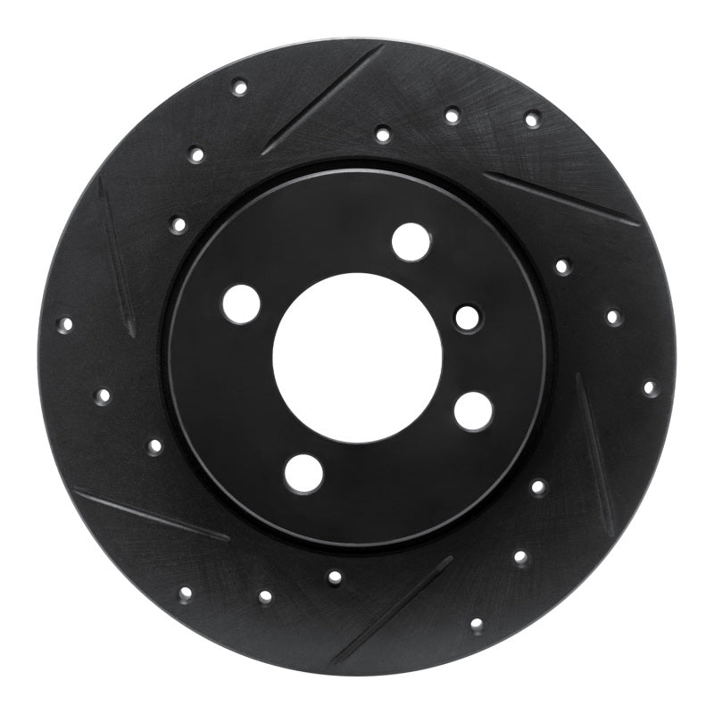 R1 84-85 BMW 318I Front Left Drilled & Slotted Black Brake Rotor