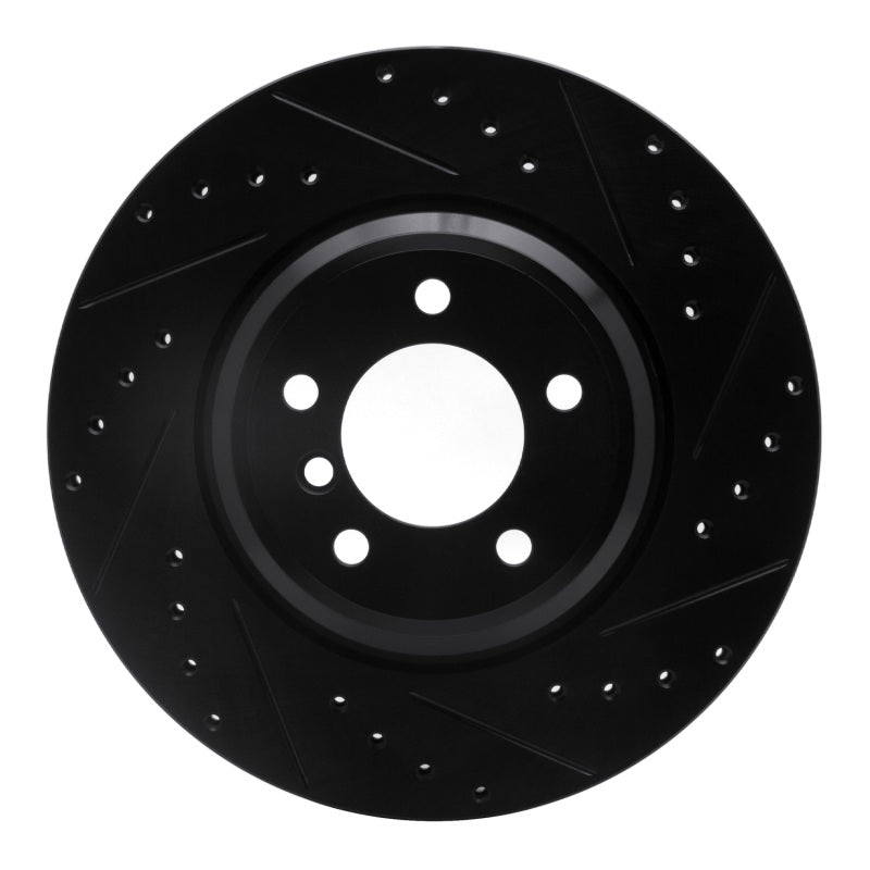 R1 07-15 BMW 335I Front Right Drilled & Slotted Black Brake Rotor