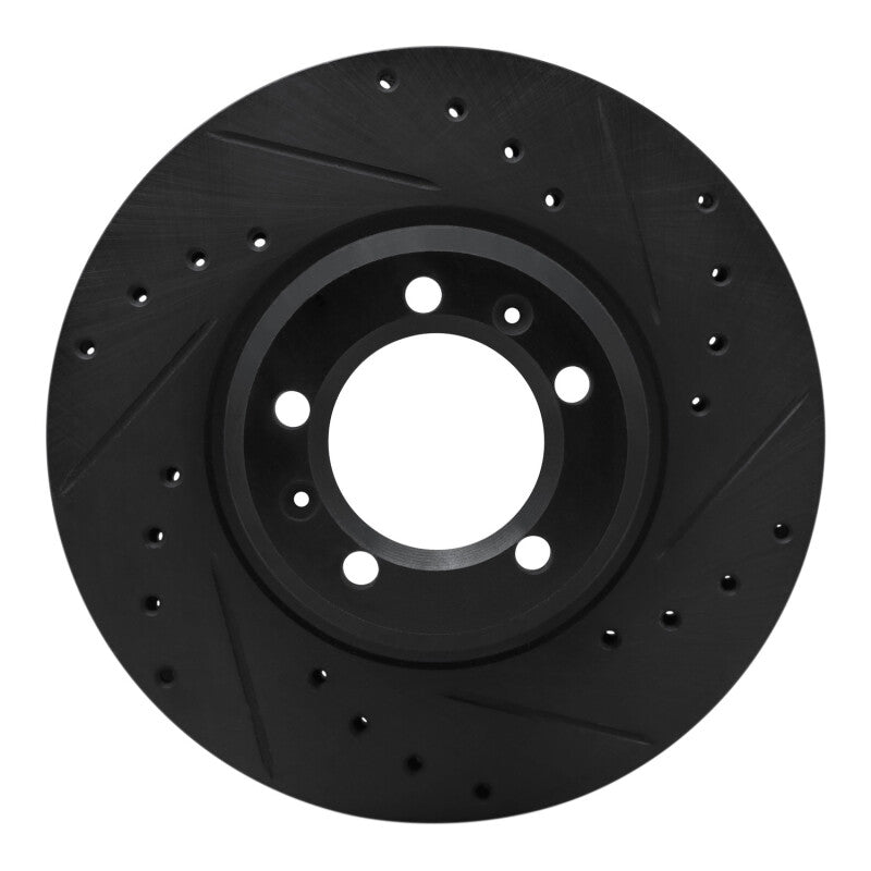 R1 81-89 Alfa Romeo GTV-6 Front Right Drilled & Slotted Black Brake Rotor