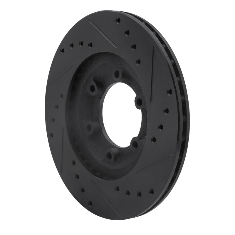 R1 84-87 Isuzu Pickup Front Left Drilled & Slotted Black Brake Rotor