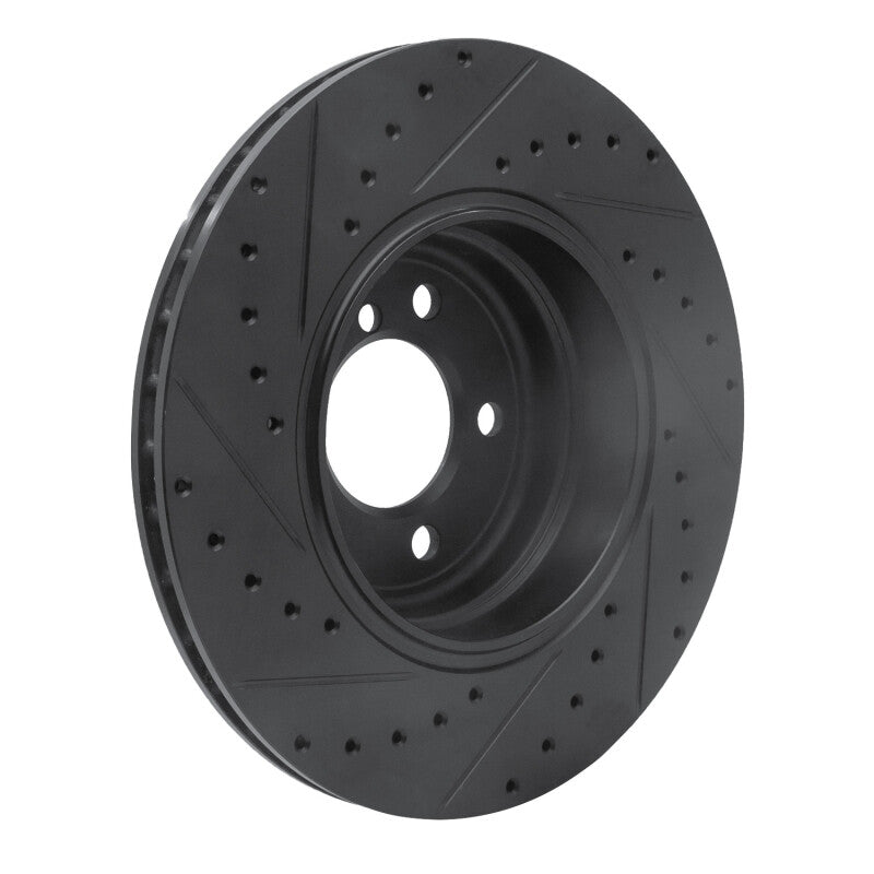 R1 05-08 BMW 760I Rear Right Drilled & Slotted Black Brake Rotor