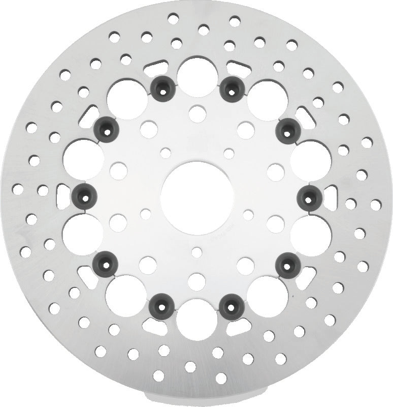 Twin Power 08-13 FLH FLT 08-16 FLHR 6-17 DYNA Front 11.8 Floating Rotor With Holes Silver
