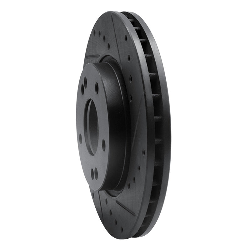 R1 07-10 Hyundai Elantra Front Right Drilled & Slotted Black Brake Rotor
