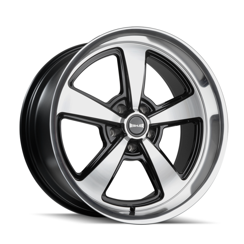 Ridler 652 18x9.5 / 5x139.7 BP / 0mm OS / 108.1mm Hub Gls Blk w/ Diamond Cut Face & Lip Wheel