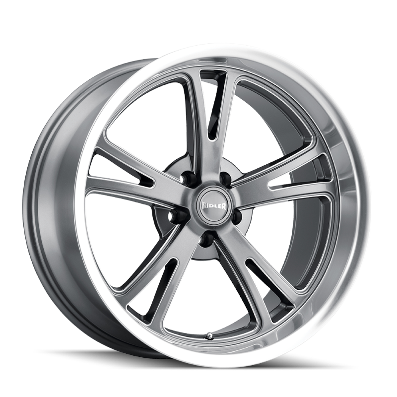 Ridler 606 17x8 / 5x120.65 BP / 0mm Offset / 83.82mm Hub Gloss Grey Machined Wheel