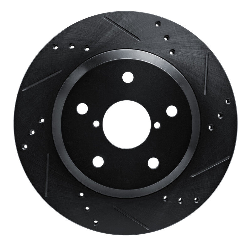 R1 -25 Subaru Crosstrek Rear Right Drilled & Slotted Black Brake Rotor