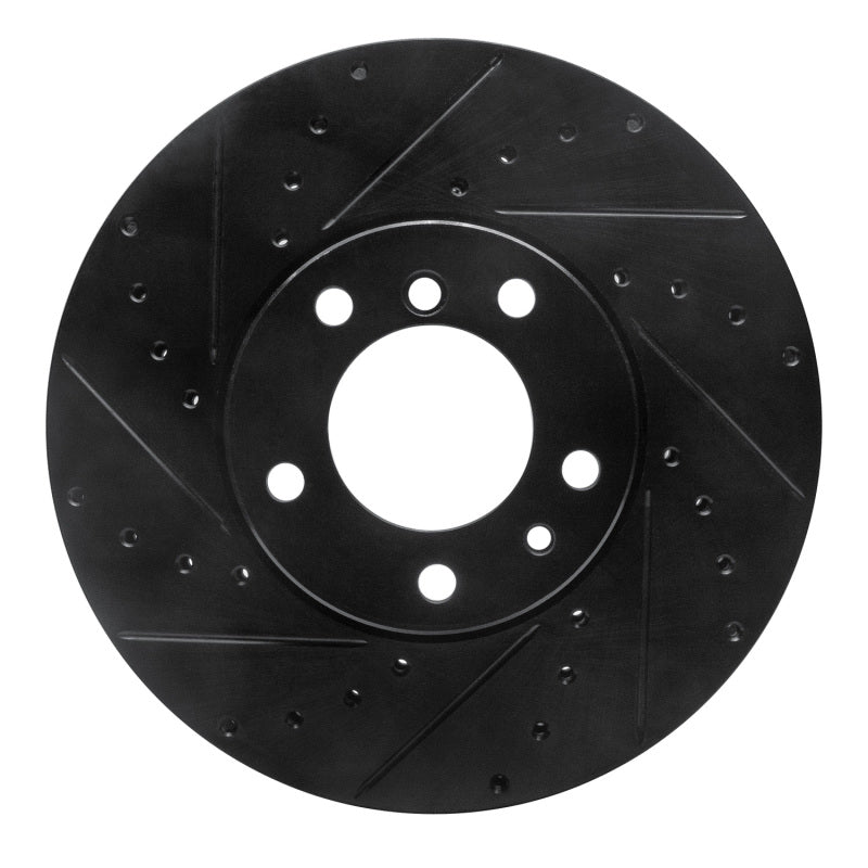 R1 91-01 BMW 740I Front Left Drilled & Slotted Black Brake Rotor