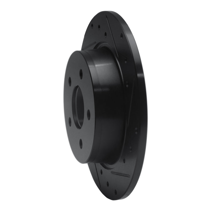 R1 07-14 Suzuki SX4 CrossOVER Rear Right Drilled & Slotted Black Brake Rotor