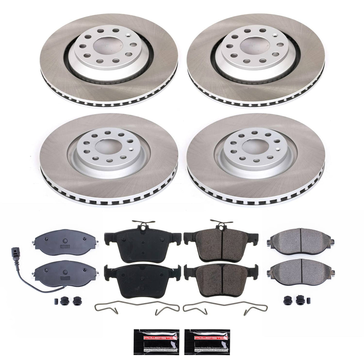 Power Stop 2019 Audi A3 Quattro Front and Rear Semi-Coated Rotor Kit