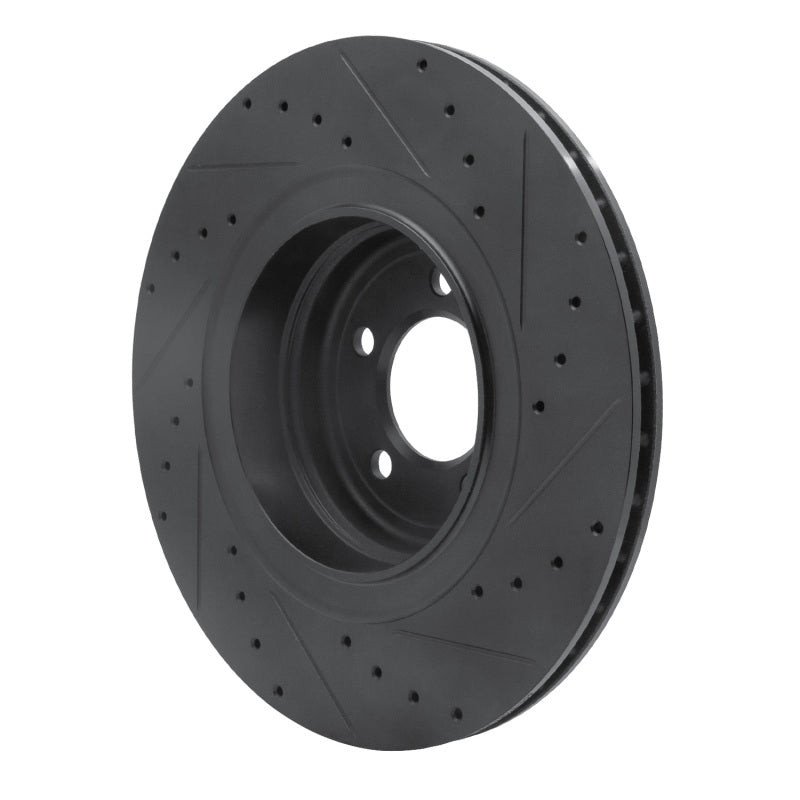 R1 07-08 BMW ALPINA B7 Rear Left Drilled & Slotted Black Brake Rotor