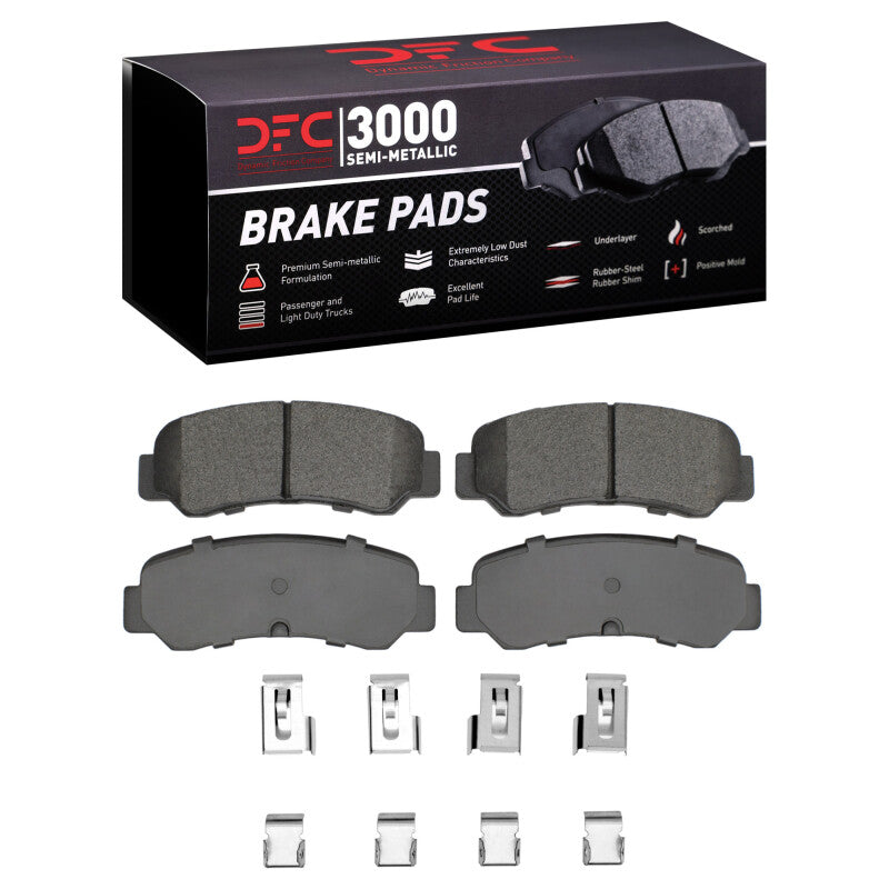 DFC 76-80 Plymouth Arrow Rear 3000 Semi-Metallic Brake Pads and Hardware Kit