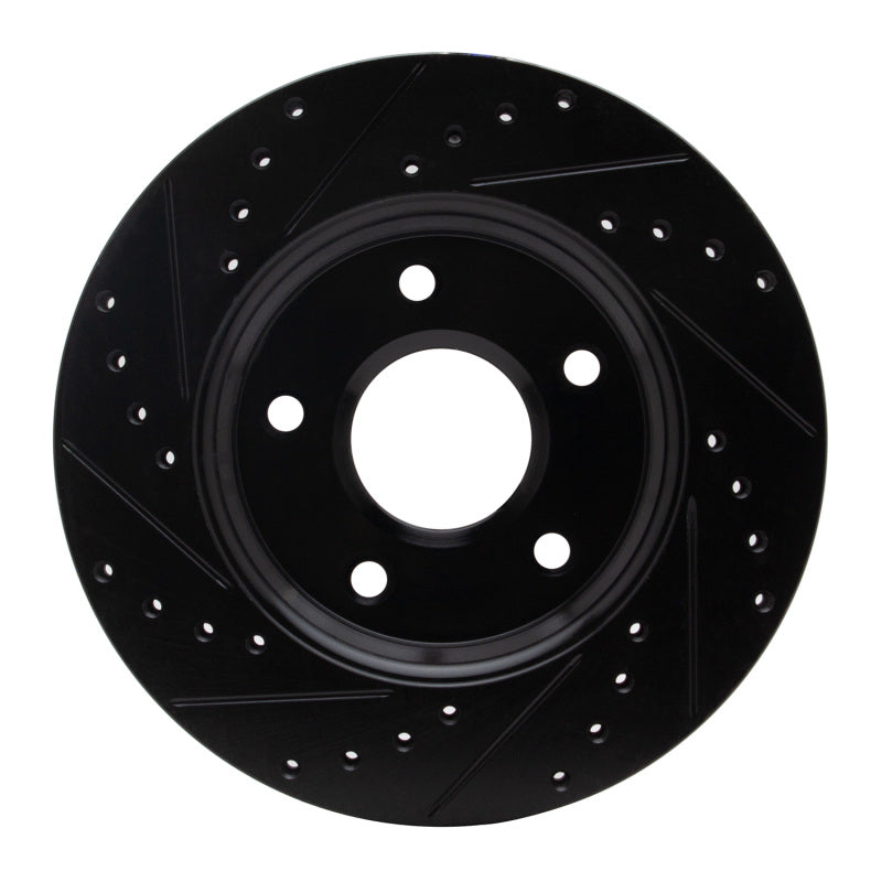 R1 08-16 Chrysler Town & Country Front Right Drilled & Slotted Black Brake Rotor
