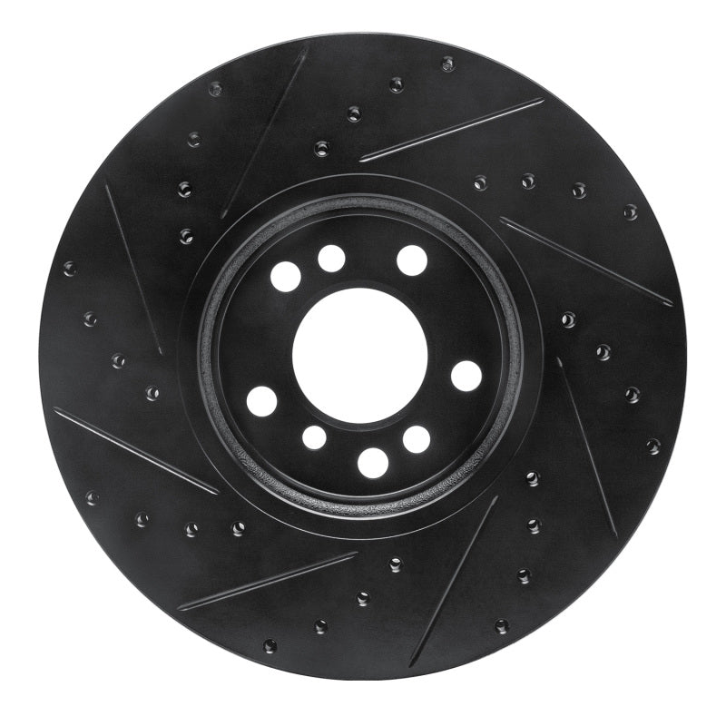 R1 00-06 BMW X5 Front Right Drilled & Slotted Black Brake Rotor