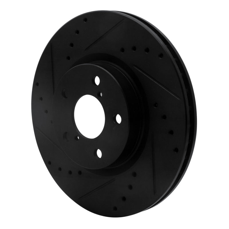 R1 17-23 Subaru Impreza Front Left Drilled & Slotted Black Brake Rotor